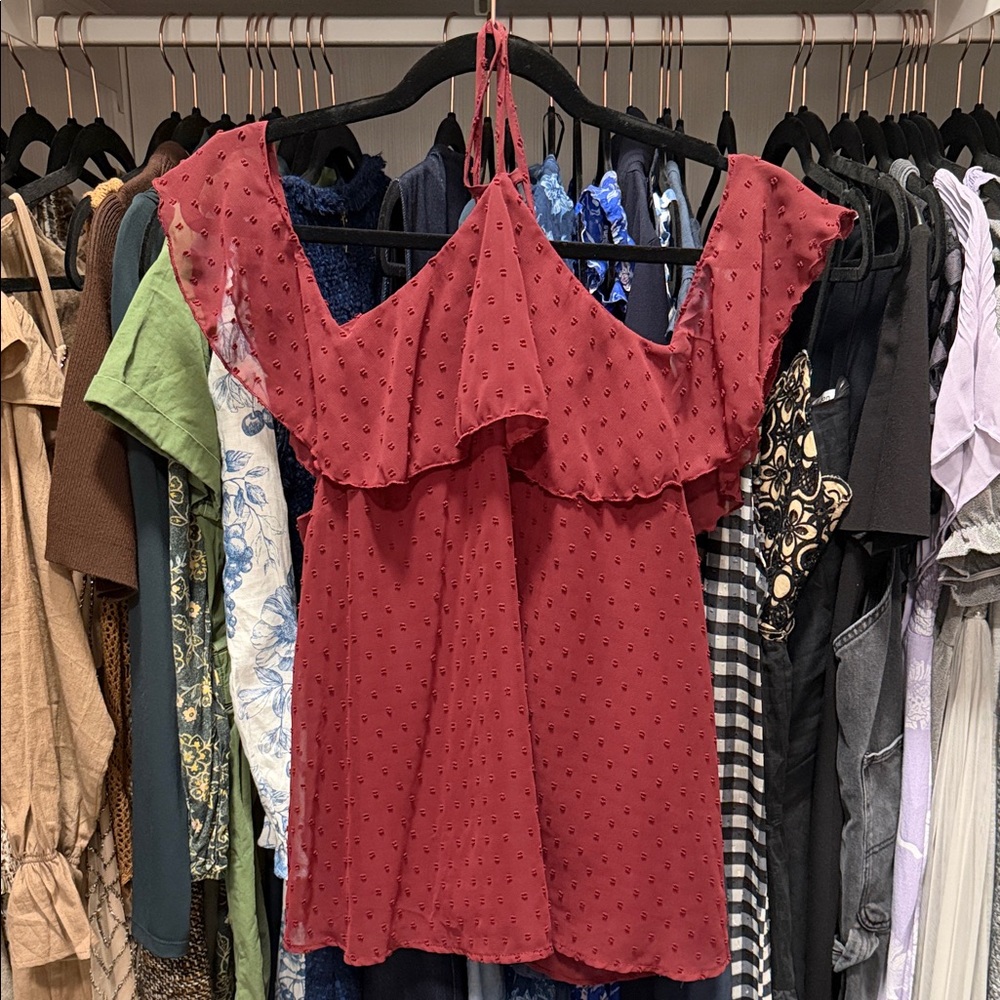 miami Red Ruffle Cold-Shoulder Camisole